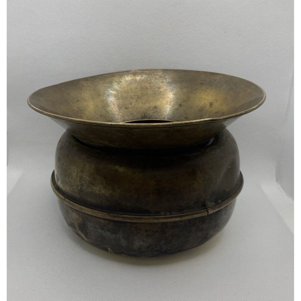 Vintage Brass Spittoon Cuspidor Antique Style Patina Primitive Decor